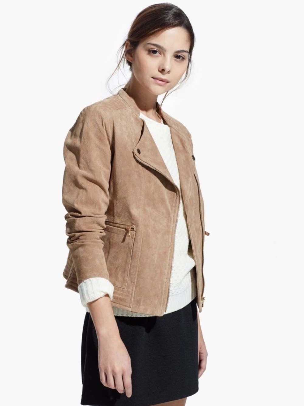 Mango Genuine Suede Moto Jacket